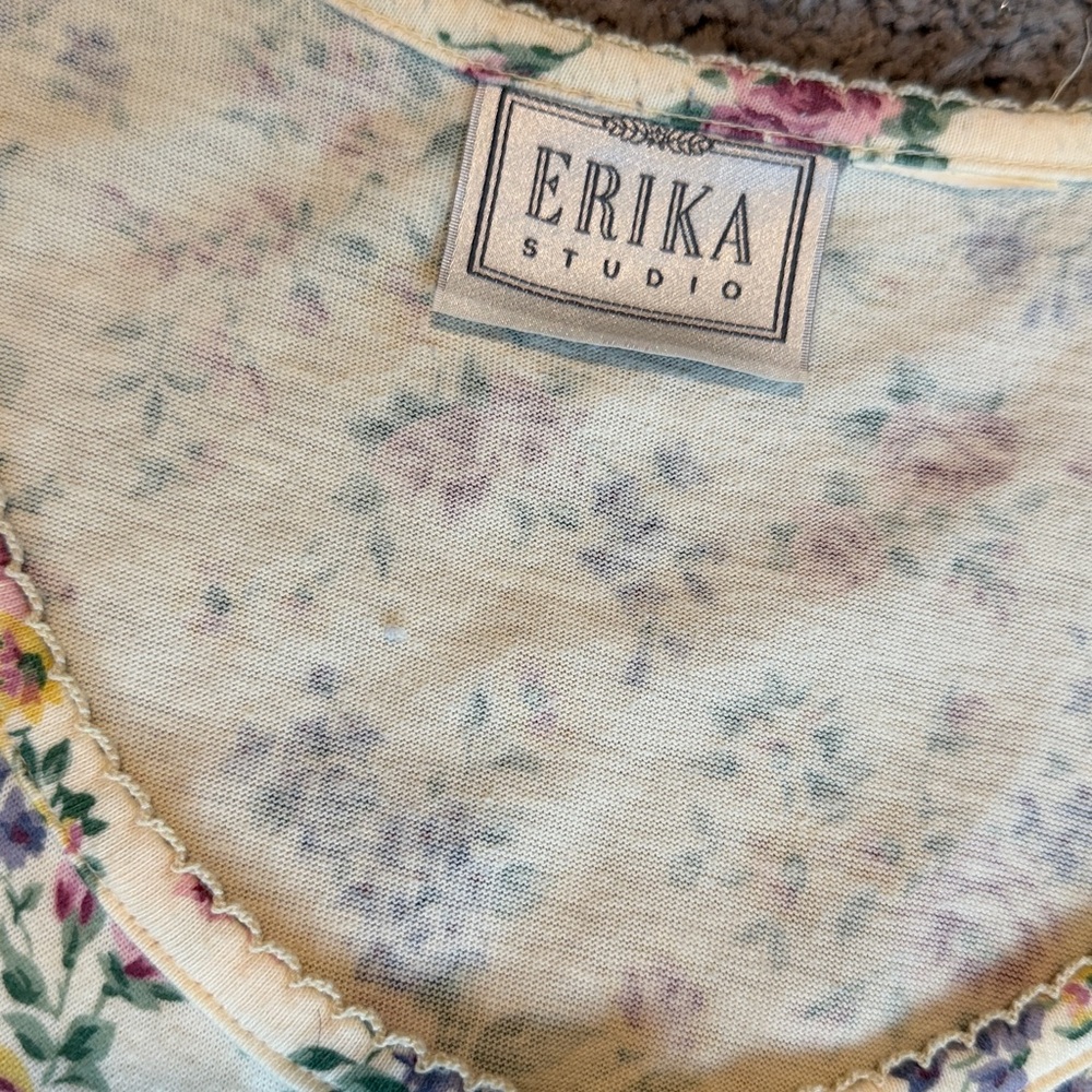 Erika Studio 90s Cottagecore Cream floral sleeveless Maxi Dress - Picture 5 of 7